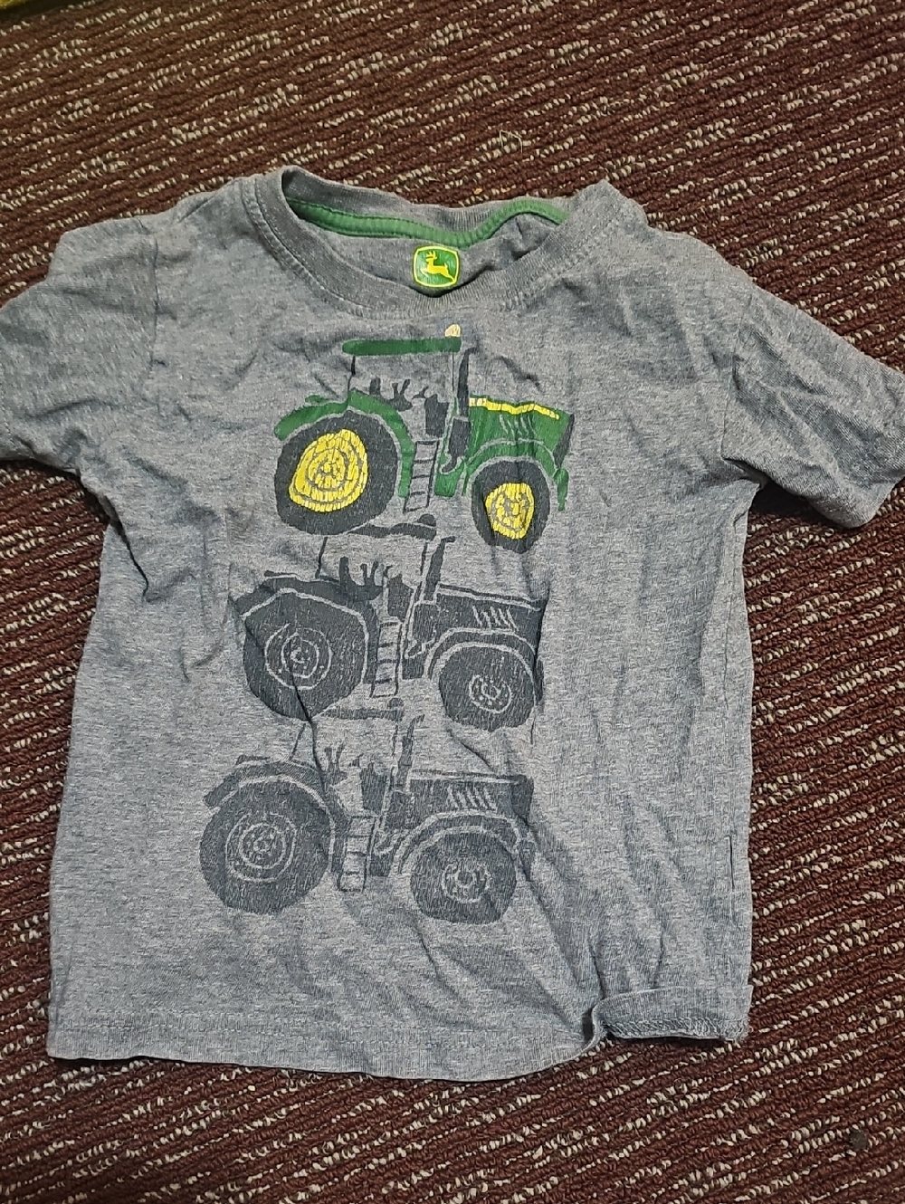 John Deere Gray Tee with Green and Yellow Tractor Stacks